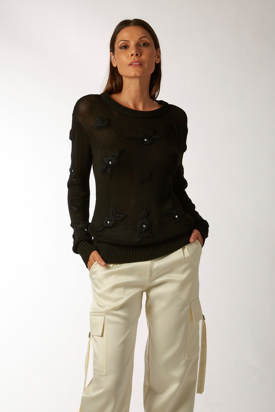 CITTA DEL MESSICO sweater with yarn embroidery