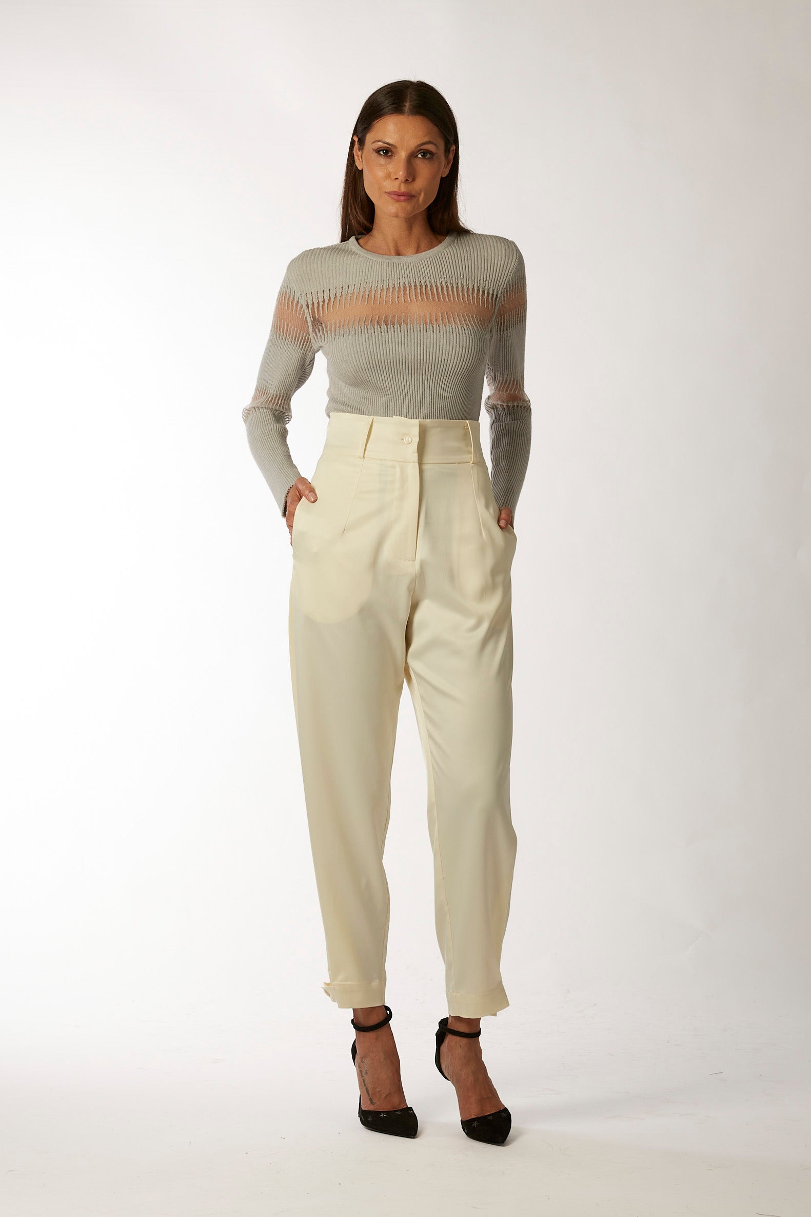 La Kore CITTA DEL CAPO pleate pants with bottom belt