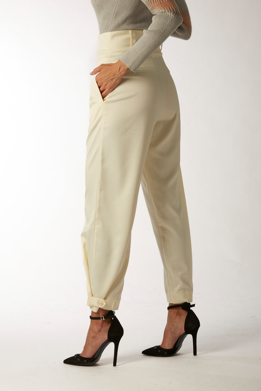 CITTA DEL CAPO pleate pants with bottom belt