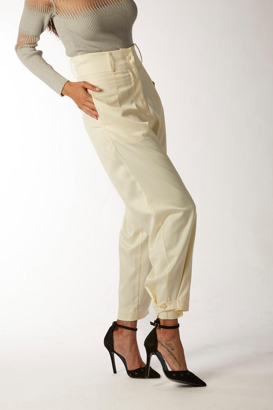 CITTA DEL CAPO pleate pants with bottom belt